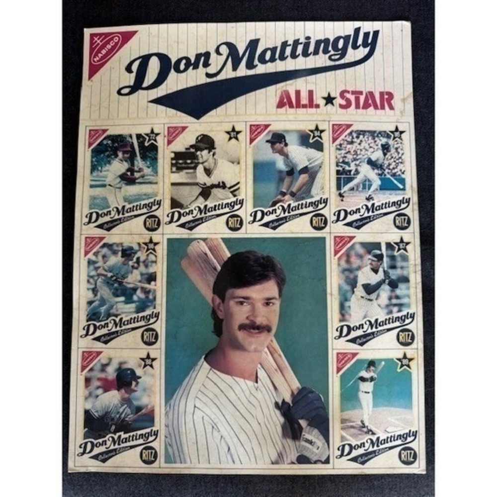 1989 Nabisco Ritz Don Mattingly All-Star Oversized Baseball Card Sheet Yankees
